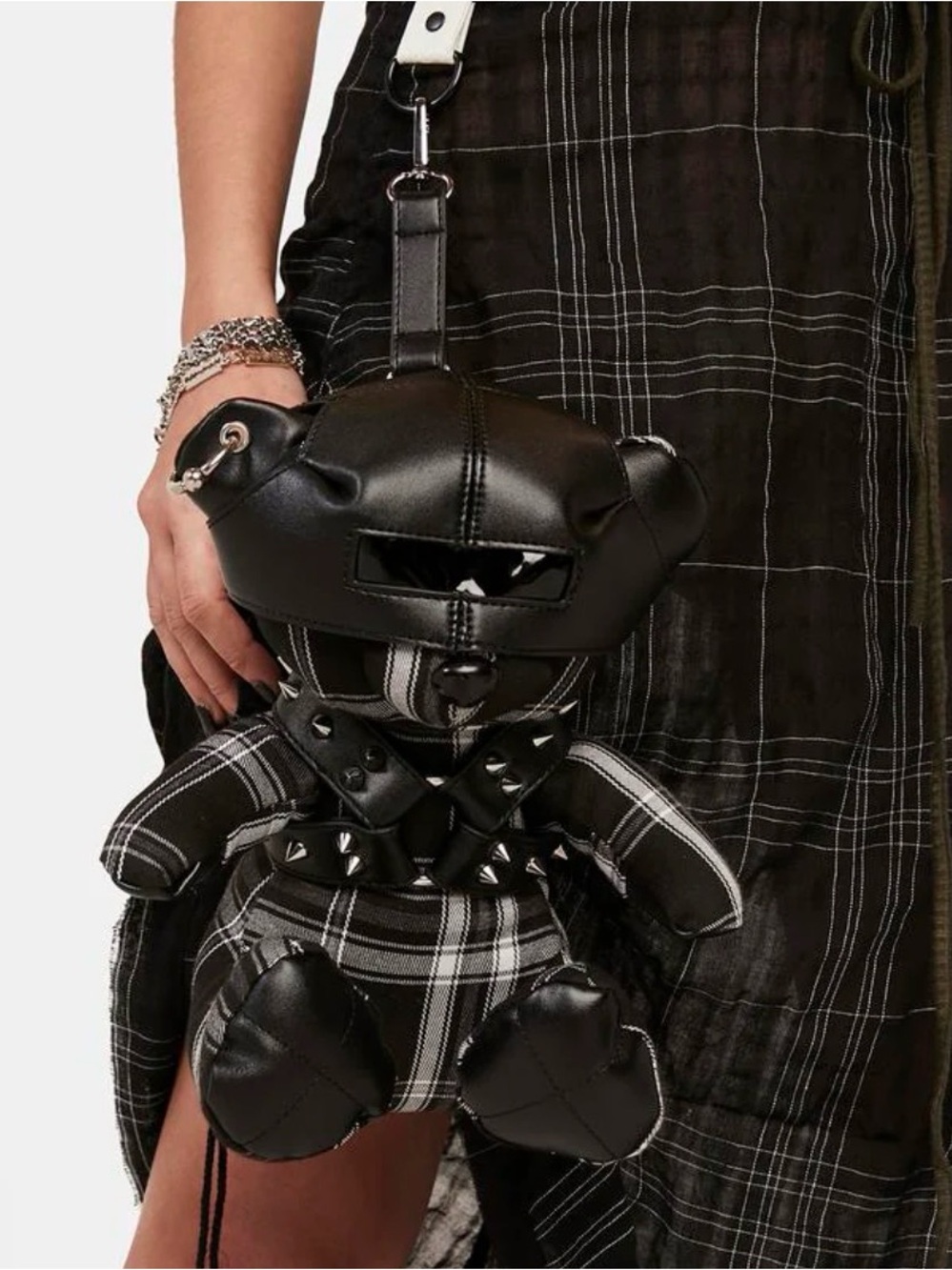 Darker Wavs Plaid Bear Keychain Plushie
